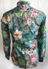 Lanzzino Floral Print Long Sleeves Party Casual Green Shirt