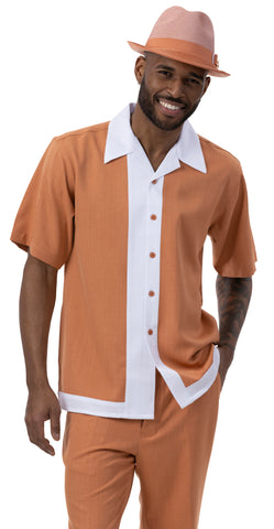 Montique Color Block 2 Pc Shirt and Pants Walking Set 2072