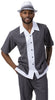 Montique Color Block 2 Pc Shirt and Pants Walking Set 2072