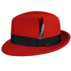 Men's Bailey Of Hollywood Litefelt Wool Center Dent Tino 7001 Fedora Red