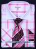 Daniel & Ellisa DS3768P2 Men's Multi Checker French Cuff Shirts with Cuff Links