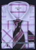 Daniel & Ellisa DS3768P2 Men's Multi Checker French Cuff Shirts with Cuff Links