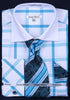 Daniel & Ellisa DS3768P2 Men's Multi Checker French Cuff Shirts with Cuff Links