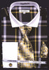 Daniel & Ellisa DS3771P2 Men's Checker Pattern French Cuff Shirts with Cuff Links