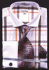 Daniel & Ellisa DS3771P2 Men's Checker Pattern French Cuff Shirts with Cuff Links