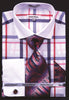 Daniel & Ellisa DS3771P2 Men's Checker Pattern French Cuff Shirts with Cuff Links