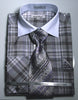 Daniel & Ellisa DS3772P2 Men's Checker Pattern Multi Color French Cuff Shirts with Cuff Links