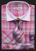Daniel & Ellisa DS3772P2 Men's Checker Pattern Multi Color French Cuff Shirts with Cuff Links