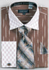 Daniel & Ellisa DS3777P2 Men's Checker Pattern Two Tone French Cuff Shirts with Cuff Links