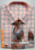 Daniel & Ellisa DS3781P2 Men's Multi Checker French Cuff Shirts with Cuff Links