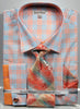 Daniel & Ellisa DS3781P2 Men's Multi Checker French Cuff Shirts with Cuff Links