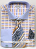 Daniel & Ellisa DS3783P2 Men's Horizontal Stripe Pattern French Cuff Shirts with Cuff Links