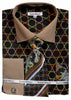 Daniel & Ellisa DS3784P2 Men's Circle Printed Tone on Tone Collar French Cuff Shirts with Cuff Links