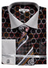 Daniel & Ellisa DS3784P2 Men's Circle Printed Tone on Tone Collar French Cuff Shirts with Cuff Links