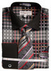 Daniel & Ellisa DS3785P2 Men's Checker Pattern French Cuff Shirts with Cuff Links