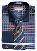 Daniel & Ellisa DS3785P2 Men's Checker Pattern French Cuff Shirts with Cuff Links