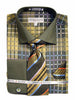 Daniel & Ellisa DS3785P2 Men's Checker Pattern French Cuff Shirts with Cuff Links