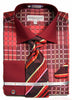 Daniel & Ellisa DS3785P2 Men's Checker Pattern French Cuff Shirts with Cuff Links