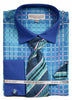 Daniel & Ellisa DS3785P2 Men's Checker Pattern French Cuff Shirts with Cuff Links