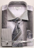 Daniel & Ellisa DS3786P2 Men's French Cuff Dress Geometric Pattern Shirts with Cuff Links