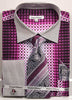 Daniel & Ellisa DS3786P2 Men's French Cuff Dress Geometric Pattern Shirts with Cuff Links