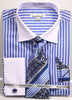 Daniel & Ellisa DS3787P2 Men's Multi Bold Pin Stripe Pattern Shirts with Cuff Links