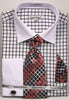 Daniel & Ellissa DS3789P2 Men's Multi Checker French Cuff Shirts with Cuff Links
