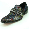 Men's Fiesso Multi color Designer Rhinestones Strap Slip on Shoes FI 7287-2