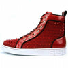 Encore by Fiesso Red Fashion High Top Sneakers with Spikes FI 2364