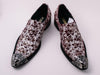New Men's Red Fiesso Silver Foil Metal Toe Slip on Shoes with Spikes FI 6842