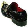 Men's Fiesso Black Suede with Floral Print Slip On Shoes Metal Toe FI 7394