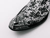 New Men's Black Fiesso Silver Foil Metal Toe Slip on Shoes with Spikes FI 6842