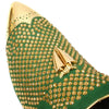 Men's Fiesso Green Suede with Gold Crystals Metal Tip Slip On Shoes FI 6968
