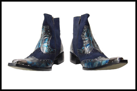 Fiesso Zip Up Marble Leather Dress Boots FI 6733